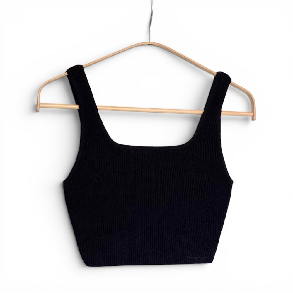 Aritzia Babaton Sculpt Knit Squareneck Cropped Tank - Black - Size Small